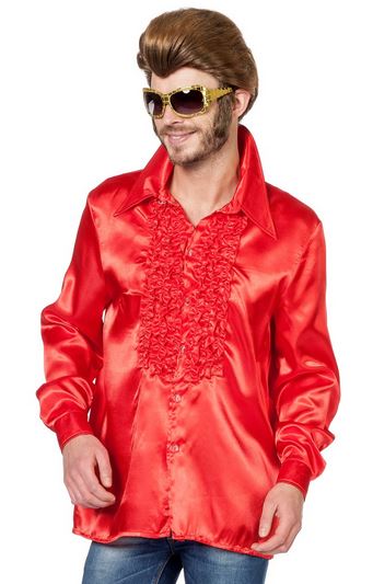 Discohemd rood - disco, discokledij, jaren 70-80, disco outfit, discokleren, retro